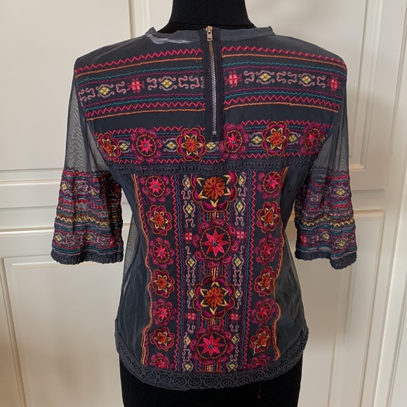 Odd Molly Sheer Embroidered Blouse - Picture 4 of 6